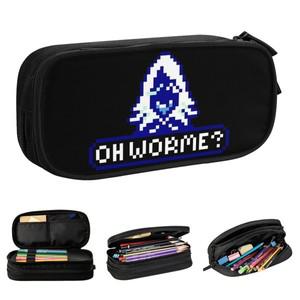 대용량 필통 Rouxls Kaard Oh Worme Deltarune Office 더블 레이어 연필 가방 여성 메이크업 서프라이즈 선