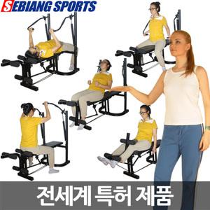 미국특허 벤치프레스 무게변경 5부터200kg 5개운동겸용 역기 숄더 레그 암컬 세비앙스포츠