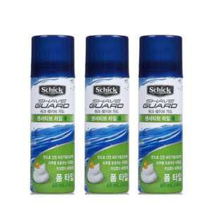 쉬크 쉐이브가드 센서티브 라임폼 60ml x 3개 휴대용 여행용 쉐이빙 면도 거품 폼 크림 젤