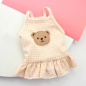 스타일도기 애견 곰 체크 나시 원피스 고양이 강아지옷
