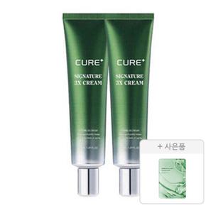 김정문알로에 큐어 시그니처 3X크림 50ml, 2개 + 증정(리알로에 피토 그린 앰플 마스크 30ml, 1매)