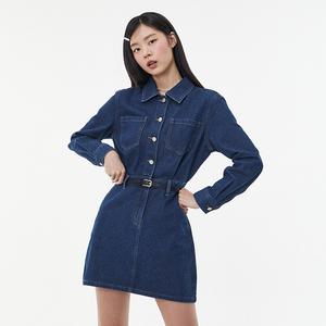 아웃포켓 셔츠형 카라 데님 원피스 AQ1DO260