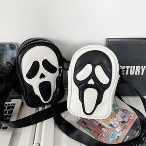 여성용 가죽 지퍼 지갑 PU 핸드백, 할로윈 재미있는 사랑스러운 악마 유령 가방, 빈티지 숄더백, 크로스 바