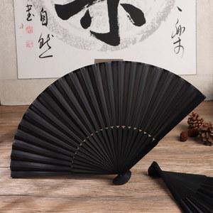 블랙 실크 접이식 선풍기 대나무 팬 갈비, 홈 파티 장식, 댄스 소품, 책상 8 27 인치 21cm