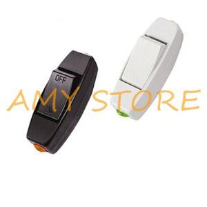 흰색 또는 검정색 플라스틱 로커 푸시 버튼, AC 250V 6A ON/OFF 인라인 코드 , 방 가정용 옆 흰색, 2 개