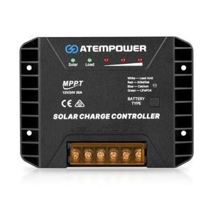배터리 유형 선택 ATEM POWER 20A 12V /24V MPPT 태양광 컨트롤러 납산, AGM, 젤, 칼슘 및 LiFePO4 배터리와 호환되는 리튬 지능형 활성화