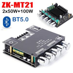 12V 24V 서브우퍼 디지털 전력 증폭기 보드 ZK MT21 100W 2.1 채널 AUX 오디오 스테레오 Bluetooth 호환 5.
