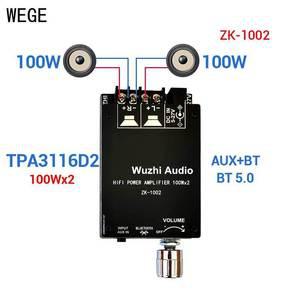 WEGE ZK-1002 미니 오디오 파워 디지털 앰프 보드 HIFI 2.0 채널 AUX 스테레오 Wuzhi 1002L 2x100W TPA3116
