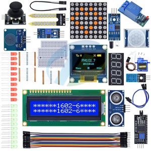 UNO R3 키트 모듈 센서 0.96 인치 OLED 1602 LCD 디스플레이 릴레이 SG90 서보 모터 DHT11 아두이노 스타터