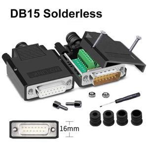 산업용 무납땜 커넥터 암수 플러그 D-SUB 단자 DB15 2 열 핀 브레이크 아웃