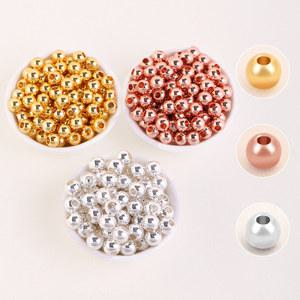 금도금 구리 비즈, 둥근 스페이서 팔찌 목걸이 DIY 쥬얼리 제작 액세서리, 용품