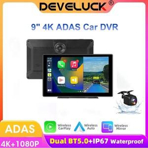 ADAS 자동차 DVR 무선 카플레이 및 안드로이드 자동 와이파이, 블루투스 AUX FM 대시 캠, 24 시간 주차 모
