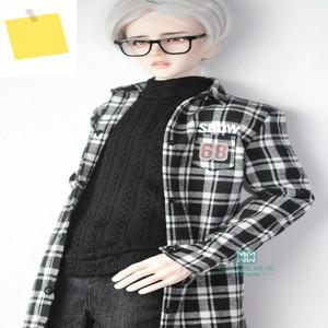 BJD 구체관절 인형 의류 60-70cm, 삼촌 흑백 격자 무늬 셔츠, 조끼, 슬랙스