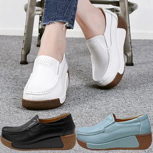 [마리오탈라리코]여성로퍼 컴포트화 천연소가죽 통굽 키높이로퍼 5cm굽