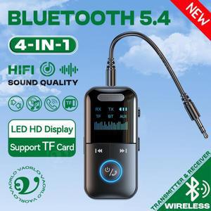 4in 1 Bluetooth 오디오 수신기 3.5MM AUX TF 카드 스테레오 음악 LED 디스플레이 자동차 용 마이크가있는