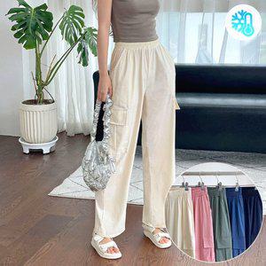 [남녀공용] 사라쿨 카고 와이드 팬츠 5color / 3size 일자 카고 바지 밴딩 팬츠 데일리 팬츠