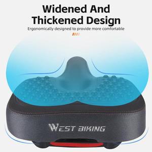 WEST BIKING 두꺼운 자전거 새들 반사 MTB 충격 방지 시트 미끄럼 소프트 쿠션 여행용 로드 바이크