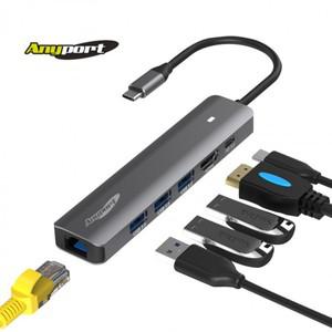 c타입허브 USB멀티허브 6포트 HDMI 랜포트 USB3.0 6in1