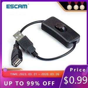 ESCAM 스위치가 있는 USB 케이블 28cm 램프용 연장 토글 온/오프 팬 전원 공급 장치 라인 내구성 어댑터