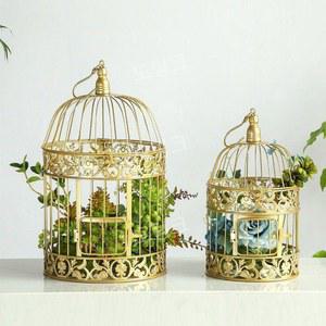 앵무새 원형새장 황금 장식 소형 19x35cm 고리형 소품 유럽풍 스텐 행잉새장
