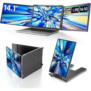 Dopesplay 노트북용 14.1인치 노트북 스크린 익스텐더, FHD 1200P IPS 휴대용 모니터, 윈도우, 맥, 안드로이드, 크롬 14-17.3인치 노트북과 호환되는 트리플 듀얼 확장 모니터