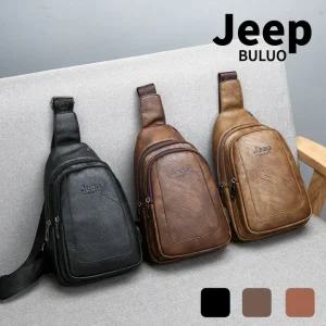 JEEP BULUO 가죽 슬링백 크로스백 힙색 옆으로매는가방 캐주얼 여행 도난방지 바디백