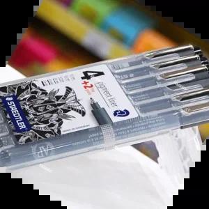 (스테들러) Pigment liner 308 SB6P 4+2 피그먼트라이너 세트 (검정6종)