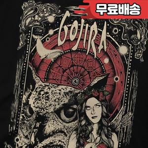 Gojira 남성 티셔츠 고지라 록 메탈 밴드 크루넥 상의 원단 유머  생일 선물