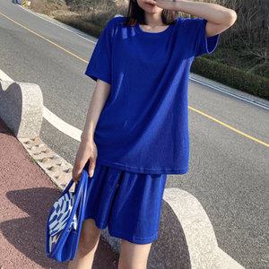 이지웨어 냉장고상하의 블루 여자 냉장고바지 여성 냉장고티셔츠 아이스티셔츠 아이스반바지 집에서입는옷