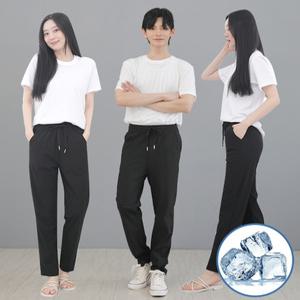 남녀공용 쿨 아이스 냉감 일자 바지 스판 쿨링 팬츠 신축성좋은 데일리 추리닝 여성 남성 주니어 학생 MR 벤츄리