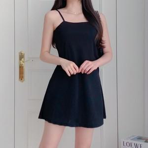 블랙 미니 드레스 슬립 이너 민소매 나시 뷔스티에 원피스 스커트 휴양지