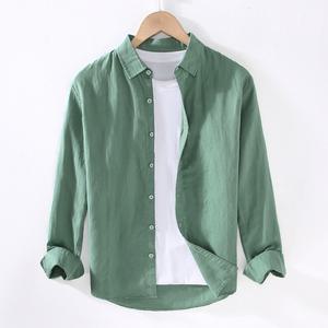 남성 꾸안꾸 캐쥬얼 빅사이즈 ~5XL 린넨 재킷 봄가을 칼라 긴팔 셔츠 일