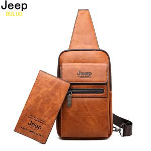 JEEP BULUO- 패션 슬링 백 남성용 분할 가죽 대형 숄더 크로스 바디 젊은