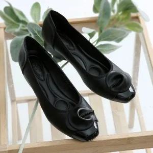 3cm 발볼 편한 고무창 리본구두 통굽구두 K151