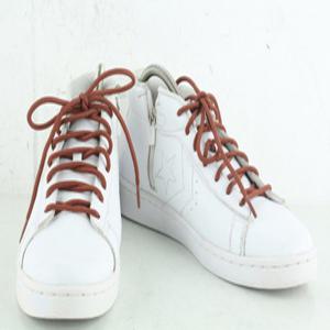 컨버스 Pro Leather Flames White /갈색 끈 올 화이트 천연가죽 미드탑 남성 스니커즈 슈즈(270mm)