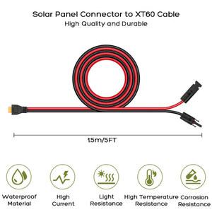 태양 전지 패널 커넥터, XT60 어댑터 커넥터 케이블, 태양 발전기 ALLPOWERS R600 에코플로우 강, 델타 등, 12AWG, 1.5m, 5FT