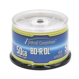 광학 양자 50 GB 6X 블루레이 이중 레이어 기록 가능 디스크 BD-R DL 로고 상단, 스핀들 (MPN: OQBDRL06LT-50)