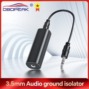스피커 라인 3.5mm Aux 오디오 잡음 필터 접지 루프 차단기 OBDPEAK 차량 스테레오 시스템 제거