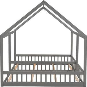 어린이 더블 공유 트윈 사이즈 하우스 침대 집 나무 몬테소리 바닥 프레임