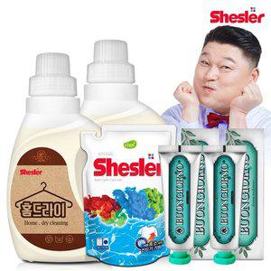 [아토세이프]강호동의 쉬슬러 액상 세제 홈드라이전용 650ml 2개+세제리필 500ml 1개+구취케어 치약100g...