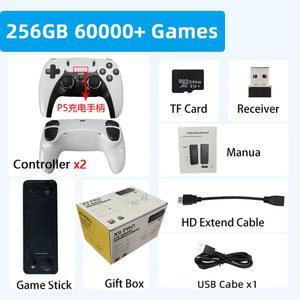 충전 컨트롤러 X9 프로 레트로 4K 3D 게임 스틱 TV HD 비디오 콘솔 905X3 칩 256G 60000 PS1 PSP SFC N64