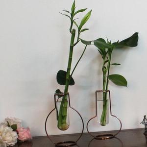 납작호리병 모던황동수공예 시험관 수경장식 유리 꽃화병
