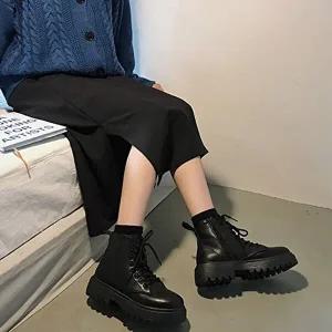 여성 사계절 노기모 키높이 앵클 워커 스타일 슈즈-WDB66F7