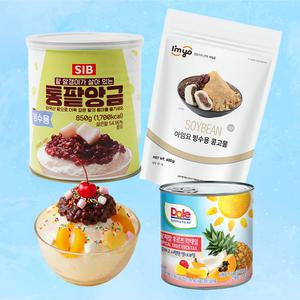 팥빙수 재료 실속 세트 3종 (빙수팥+콩고물+후르츠칵테일)