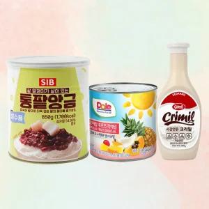 팥빙수 재료 3종 달콤세트 (빙수팥+후르츠칵테일+연유)