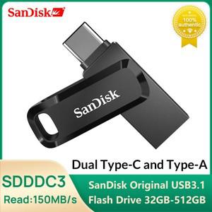 샌디스크 OTG 펜 드라이브  듀얼 USB 3.2 타입-C 플래시 64GB 128GB 256GB 최대 400Mb/s 메모리 (아이폰 호