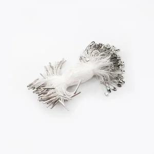 KP 옷핀 실고리(실버구리핀 화이트끈) 약100개 택끈 택고리 상표 라벨 택핀