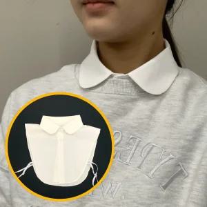 코튼 페이크셔츠 라운드 목카라 화이트