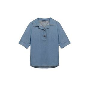샤트렌인디고블루 스퀘어 카라 포인트 썸머 블라우스 HCCMBL203