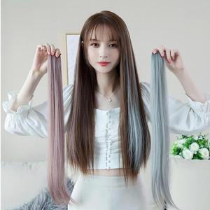 브릿지 부분가발 헤어피스 애쉬 포인트 브릿지 똑딱이 파스텔 셀프 옴브레 생머리 피스 파스텔 애쉬그레